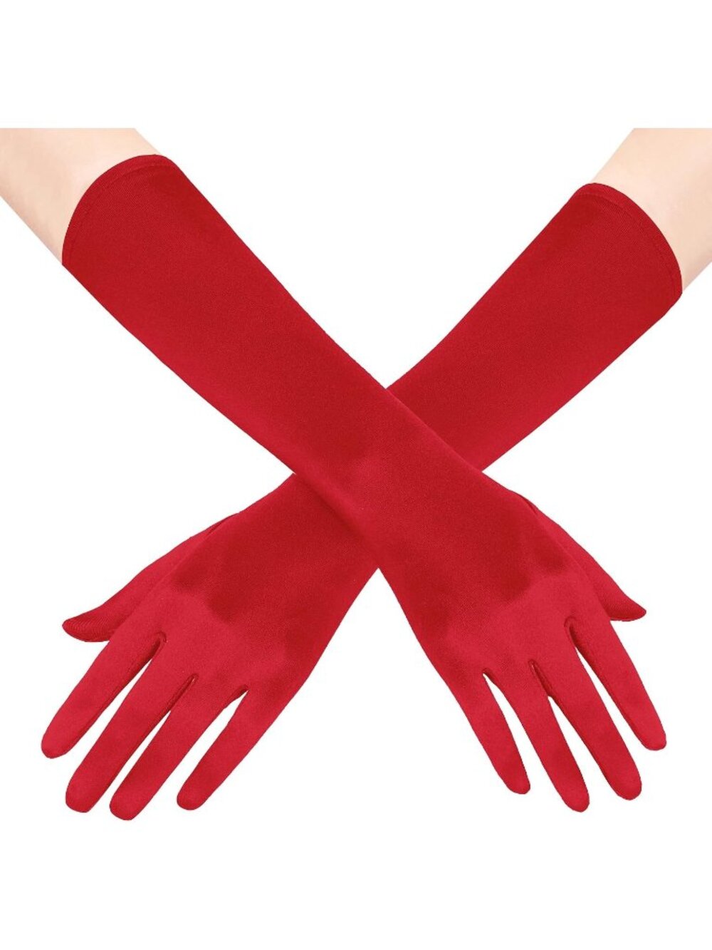 Women's Red Bridal Shower 1920s Flapper Stretchy Long Satin Opera Gloves
